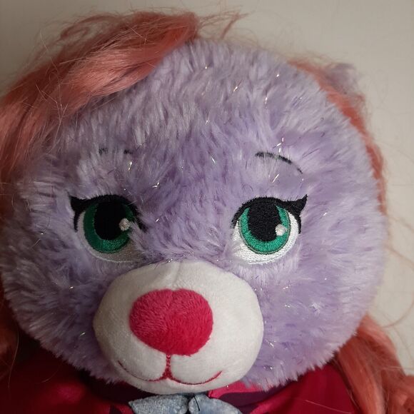 2014 Build A Bear BAB Disney Purple Frozen Anna Bear w/ Dress Cape Wig COMPLETE - Picture 5 of 11